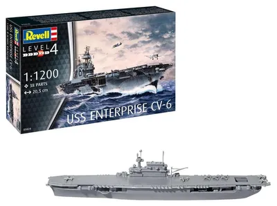 Produktbild von Revell GmbH Starter Kit USS Enterprise CV-6, Revell Modellbausatz mit Basiszubehör Sonstige