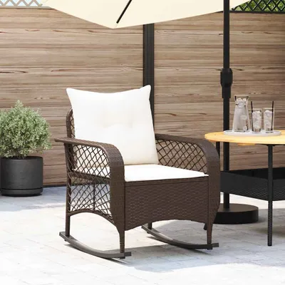 Obrázok produktu pre vidaXL Záhradné hojdacie kreslo s vankúšom Brown Poly Rattan
