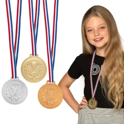 Obrázek produktu pro 3 medaile na stuze zlatá stříbrná bronzová