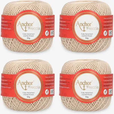 Image de 4 pelotes d'Anchor Freccia 8 – Fil de coton fin pour les projets au crochet (couleur 00387)