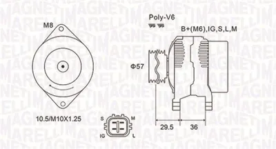 Produktbild von MAGNETI MARELLI 063732102010 Lichtmaschine Generator LiMa 80A 14V für TOYOTA Yaris Schrägheck (P9)