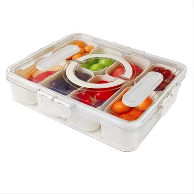 Productafbeelding van Snackschotel - Met compartimenten en deksel - Geschikt voor snacks en dips