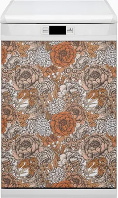 Produktbild von Geschirrspüle Magnet für Spülmaschine Magnetmatte Küche Magnete  Dekorative 45x80 cm  - Orangefarbene Rosen
