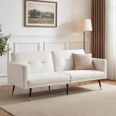 Produktbild von 150 cm Klappbares Schlafsofa mit verstellbarer Rückenlehne, 3-in-1 Sofa Bett, 5-fach verstellbar, kleines Sofa Bett für Gästezimmer