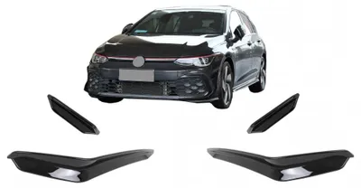 Produktbild von Stoßstange Seitenflossenklappen für VW Golf 8 Mk8 MQB GTI / R-Line 20+ Glänzend Schwarz.