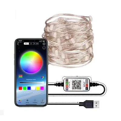Obrázek produktu pro Chytrý LED vánoční řetěz 10 m, 100 LED, Bluetooth ovládání přes mobil, barevné efekty, voděodolné světýlka - ChristmasLights