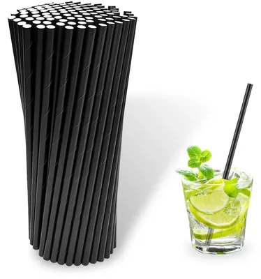 Produktbild von Trinkhalme 500 Stück 197 mm Schwarz biologisch abbaubar