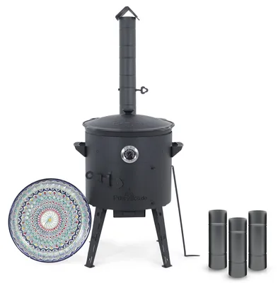 Produktbild von Posylka.de Feuerstelle Utschak Ø 40 cm Kazan 12 L flach Langrohr Lagan 37 cm 9-teilig, (9-St)