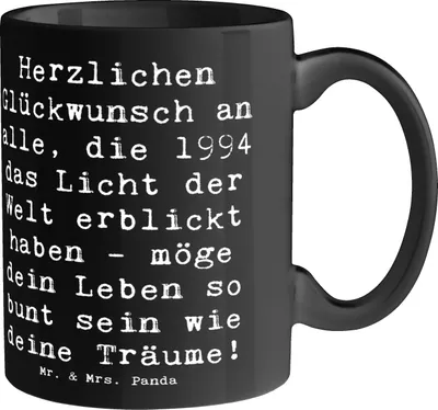 Produktbild von Mr. & Mrs. Panda Tasse Spruch 1994 Geburtstag - Schwarz - Geschenk, Becher, Kaffeebecher, Happy Birthday, Jahrgang, Pott, Bürotasse, Kaffeetasse, Alter, Glückwunsch