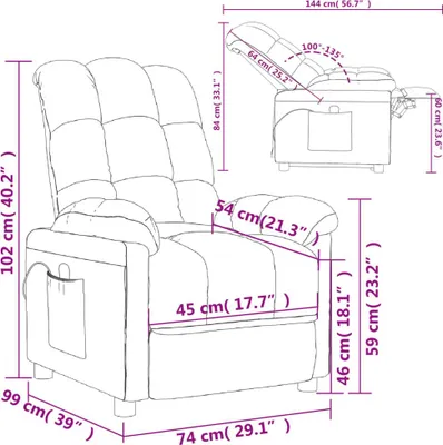 Imagen del producto de Sillón reclinable eléctrico, color marrón, tapizado en tela