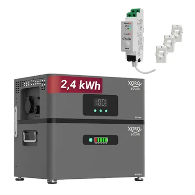 Produktbild von XORO SOLAR ATLAS-D 2.4 kWh Stromspeicher mit Shelly Pro 3 EM, modular bis 12 kWh