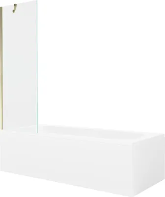 Zdjęcie produktu dla Mexen Vega wanna prostokątna 150 x 70 cm z obudową i parawanem 1-skrzydłowym 60 cm, transparent, złoty - 550115070X9506000050