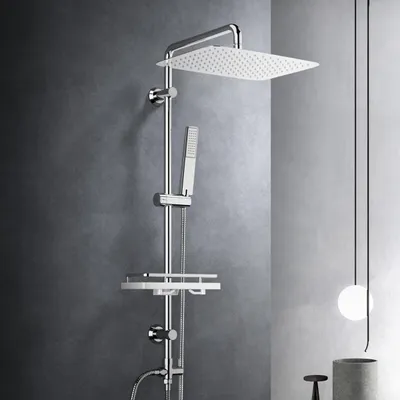 Productafbeelding van Regendouchesysteem met Plank - 35x25cm Chroom