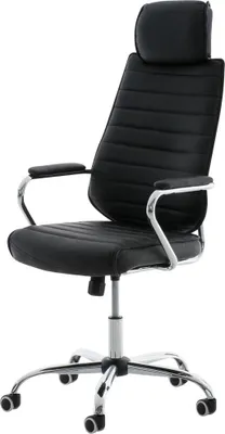 Obrázok produktu pre Ergonomická kancelárska stolička - Kancelárska stolička - Nastaviteľná výška sedadla, Imitácia kože | Farba: čierna