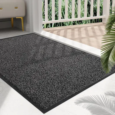 Produktbild von Rutschfeste Fußmatte für Innen- und Außenbereich, saugfähig und waschbar, 80 x 50 cm, grau