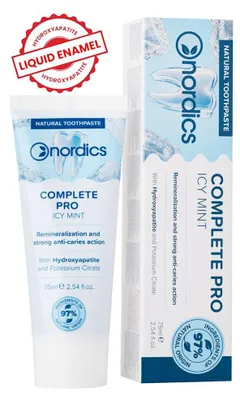 PASTA DO ZĘBÓW REMINERALIZUJĄCA COMPLETE PRO Z PŁYNNYM SZKLIWEM BEZ FLUORU 75 ml - NORDICS
