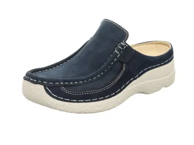 Produktbild von Wolky Clog Roll Slide 0620211-820, Antique Nubukleder, Blau-Denim, Fußbett zum Wechseln 43