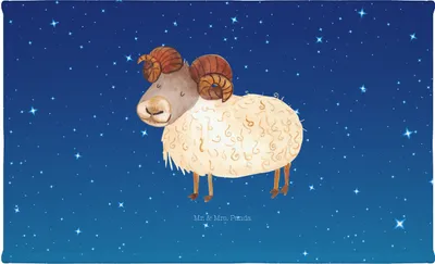 Produktbild von Mr. & Mrs. Panda Flauschtuch Sternzeichen Widder - Sternenhimmel Blau - Geschenk, gesichtshandtuch, Frotteehandtuch, Handtuch, Schafbock, gesichtstuch, Geburtstag April