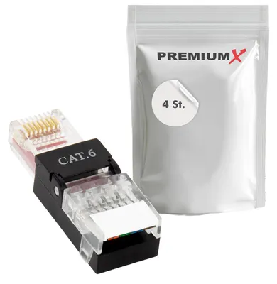 Produktbild von PremiumX 4x Netzwerkstecker ungeschirmt RJ45 CAT6 LAN Stecker Plug Connector Netzwerk