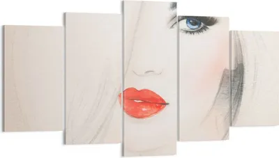 Produktbild von Bild auf Leinwand - Leinwandbild - Frau Gesicht Lippen - 160x85cm - Wand Bild - Wanddeko - Leinwanddruck - Bilder - Kunstdruck - Wanddekoration - Leinwand bilder - Wandkunst - EA160x85-3860