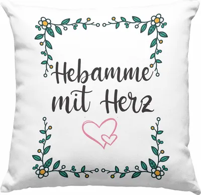 Produktbild von Trendation - Hebamme mit Herz Deko-Kissen mit Füllung 40x40 mit Spruch Geschenk (Rosa)