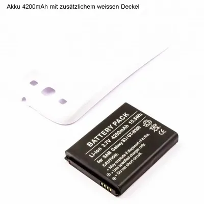 Immagine prodotto di Batteria adatta per Samsung Galaxy S 3, i9300 Li-Ion fat 3300mAh con coperchio bianco
