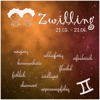Produktbild von Wallario Wandbild aus Acryl, 50 x 50 cm, freischwebende Optik - Sternzeichen Zwilling