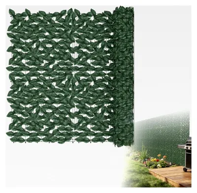 Produktbild von Künstlicher Efeu Sichtschutz 100x1200 cm, Balkon- und Gartenschutz, UV-beständig, wetterfest, flexibel und verlängerbar, grüne Hecke