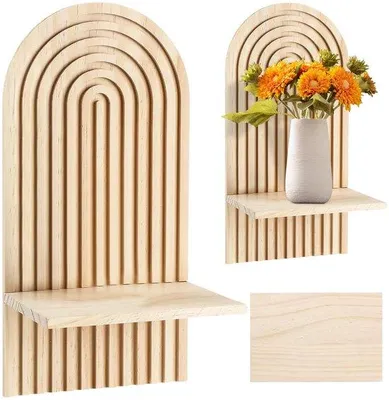 Produktbild von Unyqoos ® Hölzernes Boho Wandregal für stilvolle Wohnzimmer- und Schlafzimmerdekoration, vielseitig und stabil