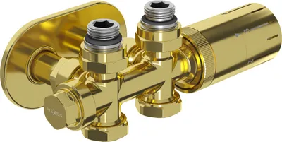 Produktbild von Mexen G05 Thermostat-Set gerade/winklig mit Rosette R, Duplex, DN50, gold - W908-958-905-50