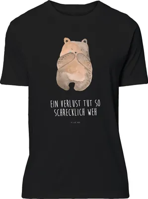 Produktbild von Mr. & Mrs. Panda T-Shirt Bär Verlust - Schwarz - Geschenk, mit Spruch, Tshirt, S, Teddy, Aufdruck, Shirt, Trauer Trauergeschenk Traurig Trösten Trost Liebeskummer