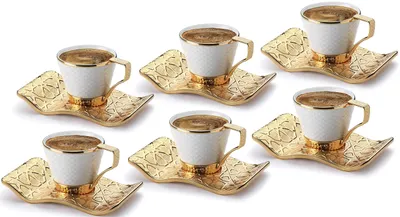 Obrázok produktu pre Sada 6 tureckých šálok na espresso s podšálkami a držiakom