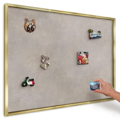 Produktbild von Magnettafel 100x70 cm mit goldenem Rahmen - Magnetische Metalltafel, Magnetpinnwand zur Wandmontage für Wohnzimmer, Küche, Flur, Kinderzimmer und Büro - Neutrale Eleganz