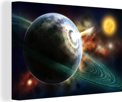 Produktbild von OneMillionCanvasses® - Leinwandbilder - 140x90 cm, Meteoriteneinschläge, Wandbilder Kunstdruck Wanddekoration