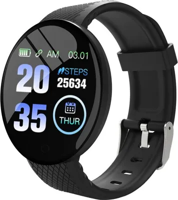 Produktbild von D18-Smart-Sportuhr mit Farbbildschirm, 1,3-Zoll-Display/IP65 wasserdicht/Gesundheitsüberwachung/mehrere Sportmodi/USB-Plug-and-Play, schwarzes Armband