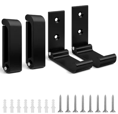 Produktbild von 4-teiliges Wandgarderoben-Set, platzsparende, faltbare Garderobe, Wandgarderobe, Hakenleiste für Mäntel und Schals (schwarz)