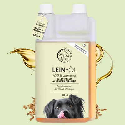 Produktbild von Leinöl für Hunde, Katzen & Pferde 500 ml - 100 % rein & natürlich - kaltgepresstes Leinöl aus Leinsamen für Hunde, Katzen & Pferde