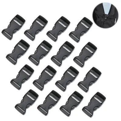 16 Riemenschnallen 20 mm, schwarz, Kunststoff, Ersatz
