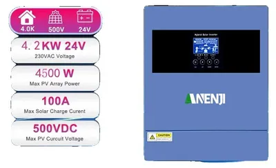 Image de Onduleur solaire, onde sinusoïdale pure, double capacité de sortie, ANJ-4000W-24V WIFI