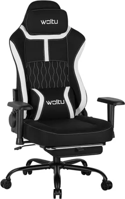 Produktbild von WOLTU Gaming Stuhl,Gamer Stuhl mit 2D verstellbaren Armlehnen, Ergonomisch mit Lendenkissen : Schwarz Farbe: Schwarz