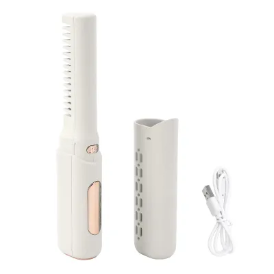 Image de Mini lisseur rechargeable avec 3 niveaux de température, batterie 2000 mAh, anti-brûlure, sans fil USB-C, convient à tous les types de cheveux, kaki