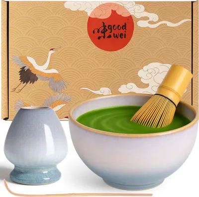 Obrázek produktu pro Matcha Set "Moya" s miskou, metličkou a držákem – ideální startovací sada pro matcha obřad a elegantní požitek z čaje