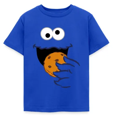 Produktbild von Spreadshirt Sesamstraße Kostüm Krümelmonster Kinder T-Shirt, 122/128 (7-8 Jahre), Royalblau