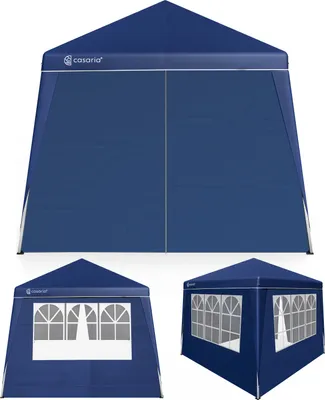 Produktbild von CASARIA Pavillon Capri, Blau, 3x3m, Durchgangshöhe ab 2,50m, Pop-Up, UV-Schutz 50+, wasserdicht, faltbar, höhenverstellbar, inkl. Tragetasche und 4 Seitenteilen (2 mit Fenster, 2 mit Reißverschluss), Packmaß 120x20x19cm, Stahlgestell, Oxford-Stoff