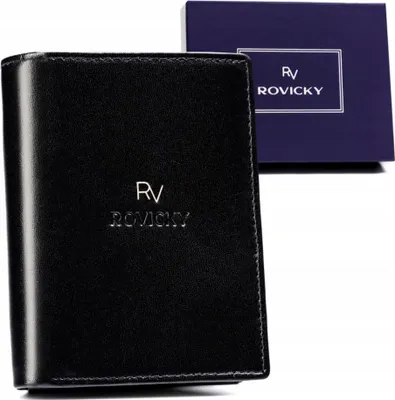 Obrázok produktu pre Rovicky pánska peňaženka z prírodnej kože čierna RFID 12,5 cm
