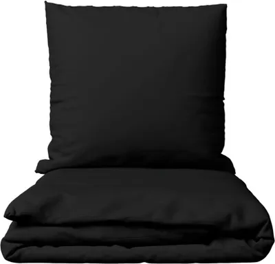 Produktbild von Bettwäsche Set Baumwolle Schwarz Renforce 240x220 cm 100% Baumwolle mit Reißverschluss Uni