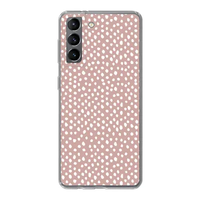Produktbild von MuchoWow® Handyhülle Schutzhülle Hülle für Samsung Galaxy S21 Polka dots - Weiß - Rosa Silikon Softcase Handy Hülle - Softcase