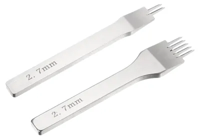 2 Leder-Nähstempel 2,7 mm, 2/5 Zähne, Kohlenstoffstahl, DIY