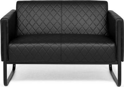 hjh OFFICE Lounge Sofa ARUBA BLACK Pohovka z umělé kůže Čalouněná pohovka s područkami pro kancelář, obývací pokoj 78,0 x 111,0 x 71,0 cm