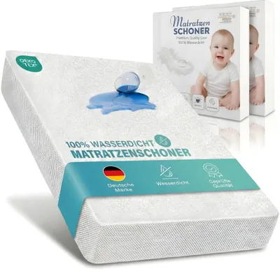 Obrázok produktu pre Alavya Home® Nepremokavý chránič matraca 80x160 v Sade 2 kusov | Maximálna ochrana proti vlhkosti 80x160 cm | Certifikovaný Oeko-Tex, priedušný poťah na matrac s bavlnou, bez praskania